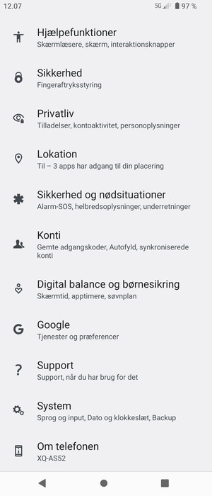 Scroll til og vælg System