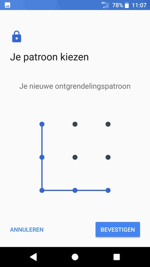 Teken het ontgrendelingspatroon nogmaals en selecteer BEVESTIGEN