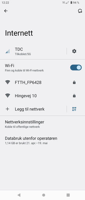 Velg det trådløse nettverket du vil koble til