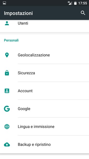 Scorri e seleziona Sicurezza
