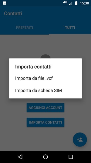 Seleziona Importa da scheda SIM