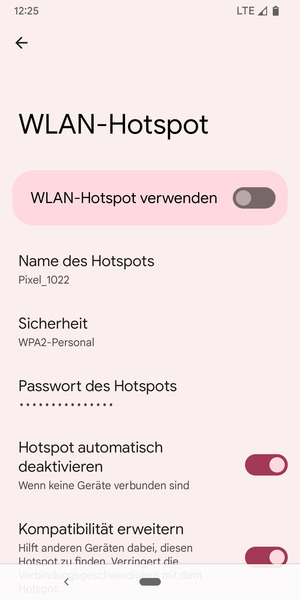 Wählen Sie Passwort des Hotspots