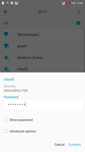 Enter the Wi-Fi password and select Connect