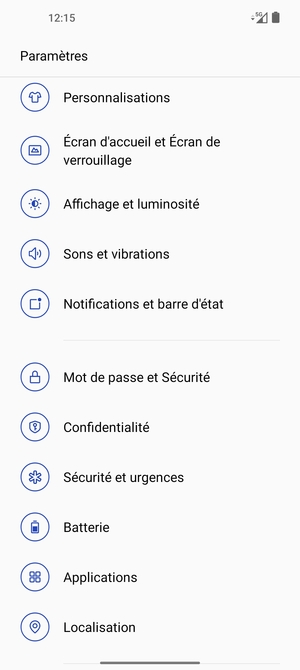 Faites défiler et sélectionnez Mot de passe et Sécurité