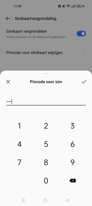 Voer Huidige pincode voor de simkaart in en selecteer OK