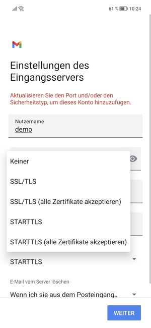 Wählen Sie Keiner und WEITER