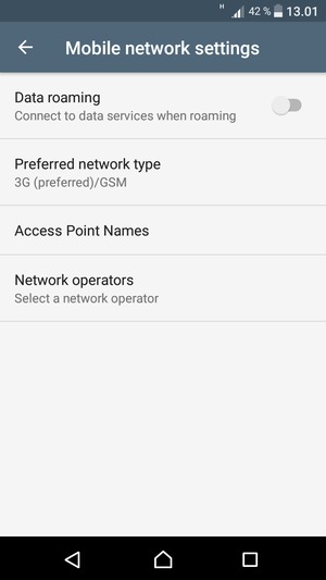 Select Preferred network type