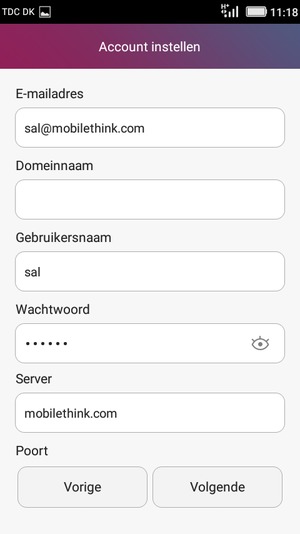 Voer Exchange-serveradres in en selecteer Volgende