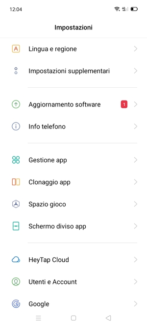Scorri e seleziona Utenti e Account