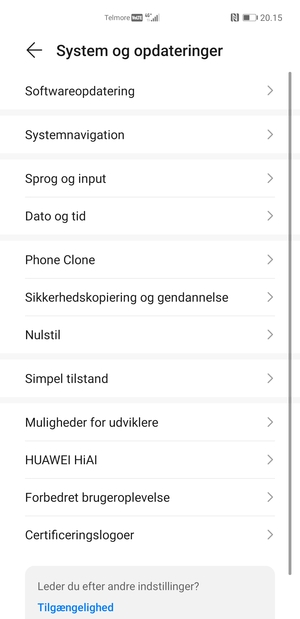 Vælg Softwareopdatering