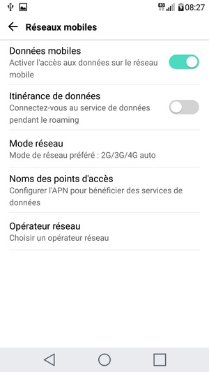 Sélectionnez  Mode réseau