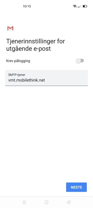 Slå av Krev pålogging og velg NESTE
