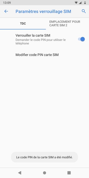 Votre PIN de la carte SIM a été modifié