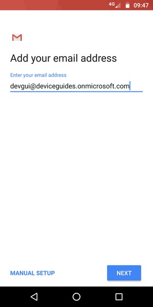 Enter your Email address and  select MANUAL SETUP
