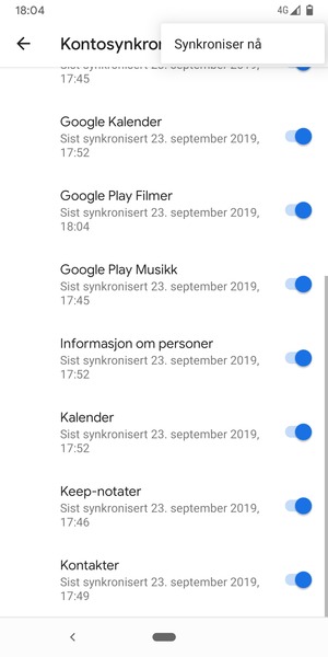 Velg Synkroniser nå