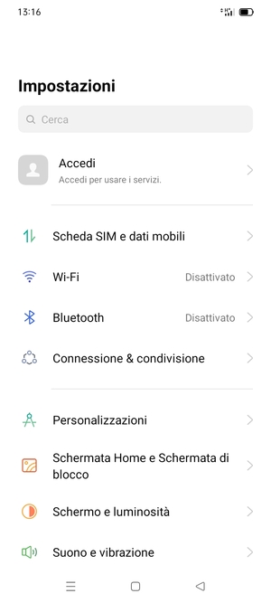 Seleziona Scheda SIM e dati mobili