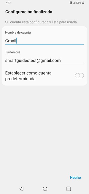Déle a su cuenta un nombre y escriba su nombre. Seleccione Hecho