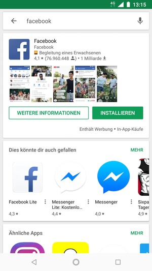 Wählen Sie die App
