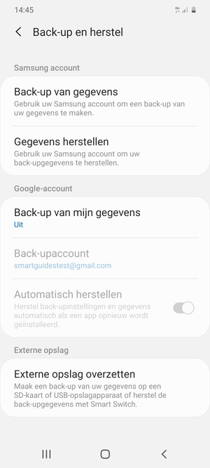 Selecteer Back-up van mijn gegevens