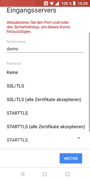 Wählen Sie Keine und WEITER
