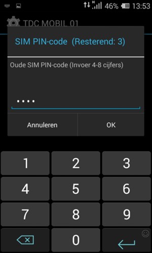 Voer uw Oude SIM PIN-code in en selecteer OK