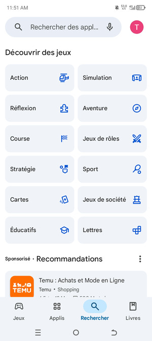 Sélectionnez la barre de Recherche