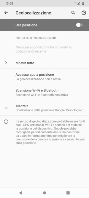 Disattiva Usa posizione
