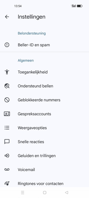 Scroll naar en selecteer Voicemail