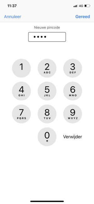 Voer uw Nieuwe pincode in en selecteer Gereed