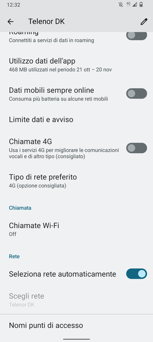 Scorri e seleziona Nomi punti di accesso