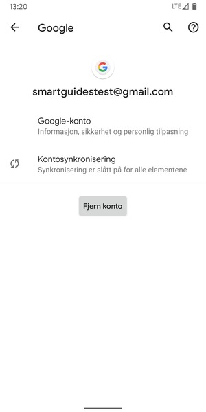Velg Kontosynkronisering