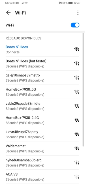 Vous êtes maintenant connecté au réseau Wi-Fi