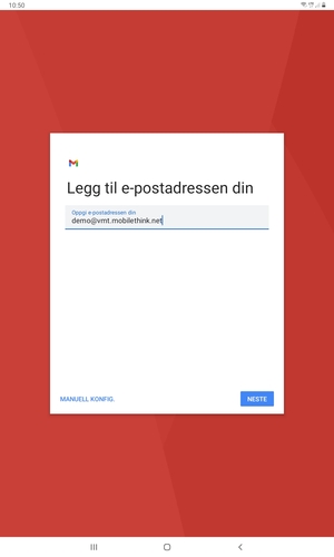 Skriv inn e-postadresse og velg NESTE