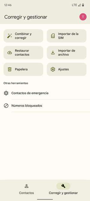 Seleccione Importar de la SIM