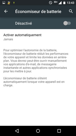Activer le Économiseur de batterie