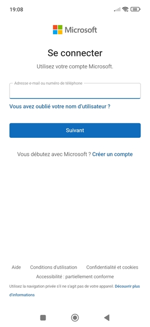 Saisissez votre adresse Hotmail et sélectionnez Suivant