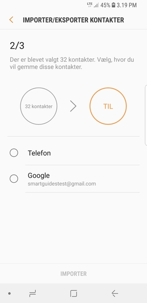 Vælg din Google konto