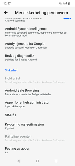 Bla til og velg SIM-lås