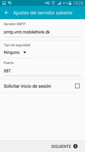 Desmarque la casilla de verificación Solicitar inicio de sesión y seleccione SIGUIENTE
