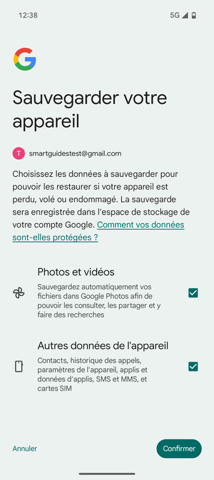 Sélectionnez votre options préférées et sélectionnez Confirmer