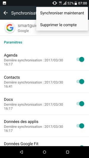 Sélectionnez Synchroniser maintenant