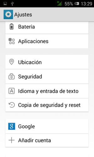 Para cambiar el PIN de la tarjeta SIM, vuelva al menú Ajustes y seleccione Seguridad