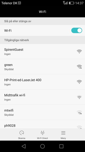 Tryck på det trådlösa nätverket som du vill ansluta till