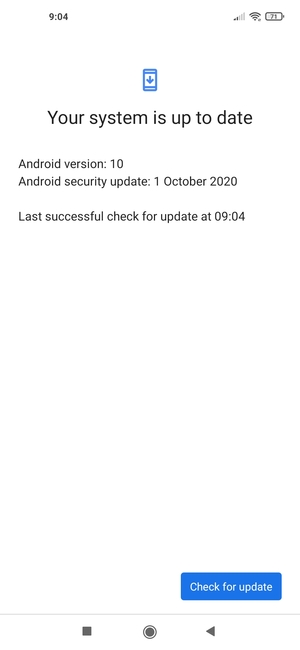 If your phone is up to date, you will see the following screen