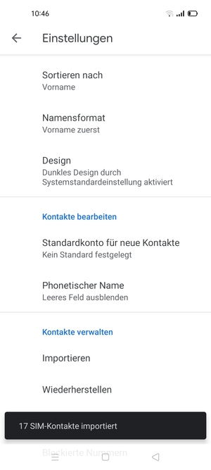 Ihre Kontakte werden in Ihrem Google Konto gespeichert und auf Ihrem Handy gespeichert, wenn Google das nächste Mal synchronisiert wird.