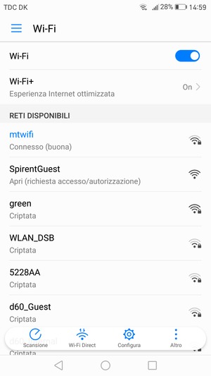 Ora sei connesso alla rete Wi-Fi