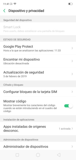 Desplácese y seleccione Configurar bloqueo de la tarjeta SIM