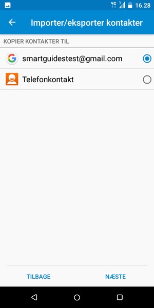 Vælg din Google konto og vælg NÆSTE