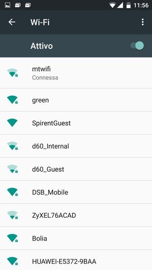 Ora sei connesso alla rete Wi-Fi