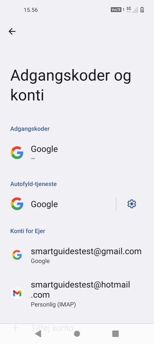 Vælg din Google konto